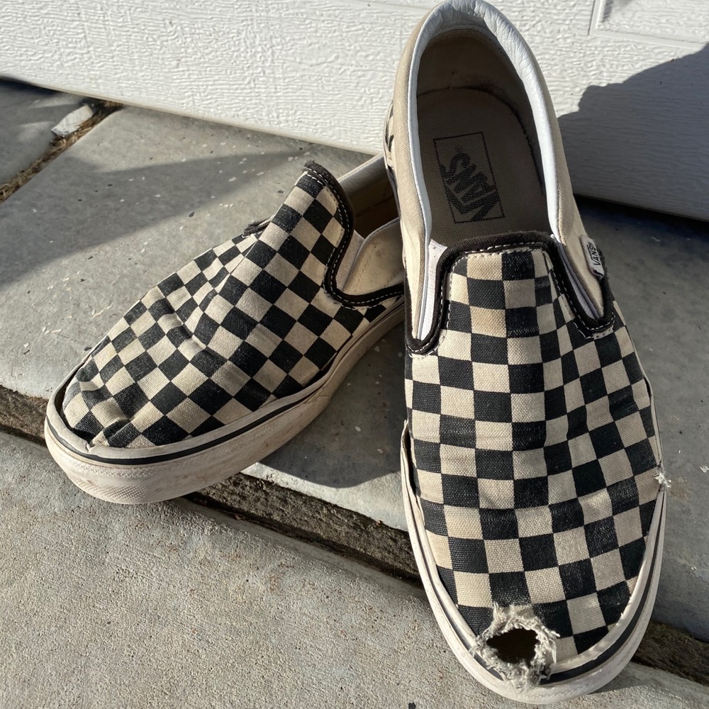 checkered vans slip ons